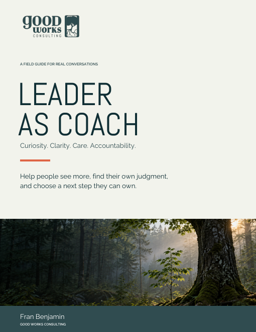 Cover of the Good Works Leader as Coach field guide
